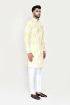 Joban Fashion Yellow Colored Rayon Based With Digital Print Fabric Kurta With Straight Fit Pant | Grocsy