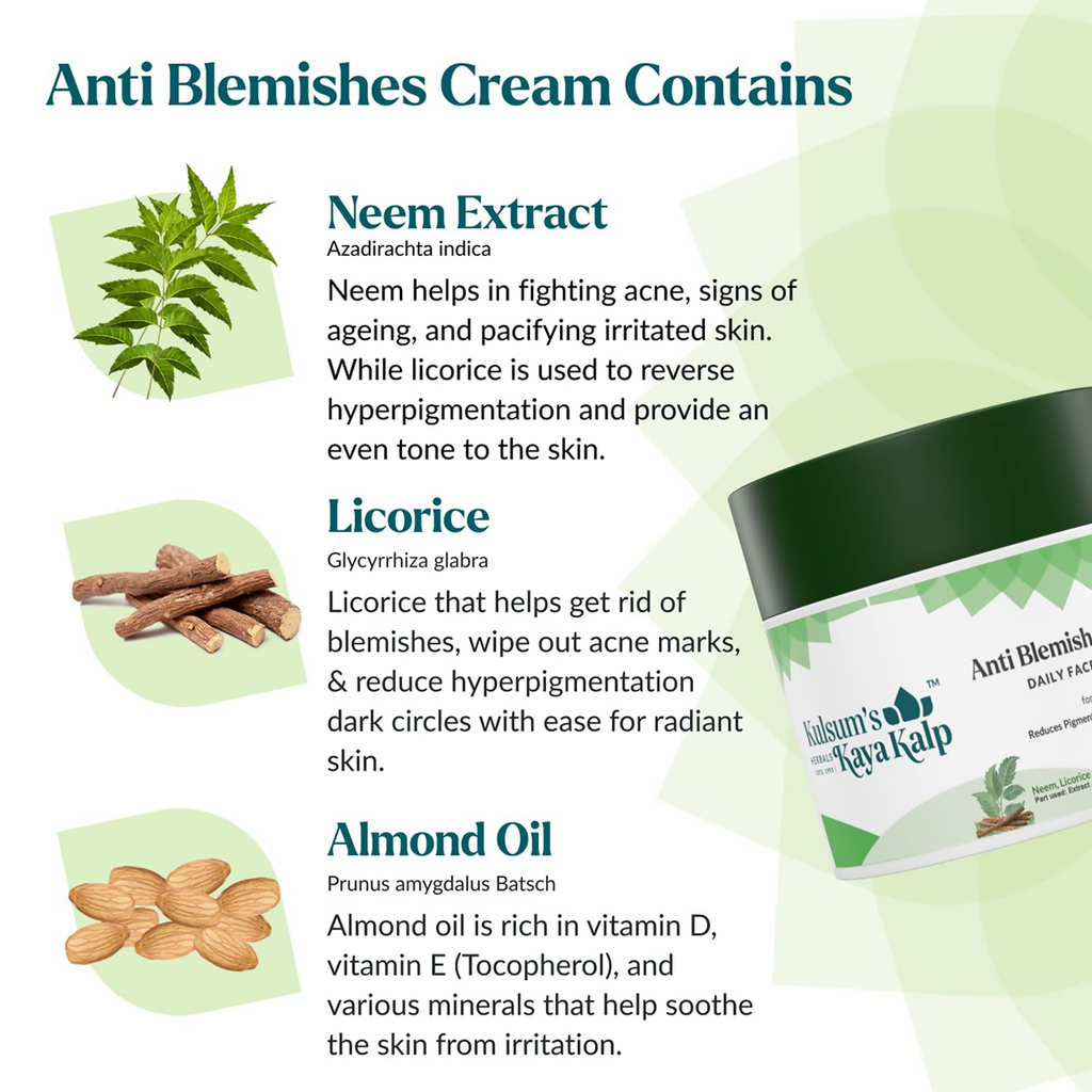 Kulsum's Kaya Kalp Anti-Blemishes Cream Daily Face Care For Reduced Pigmentation & Dark Circles | Grocsy