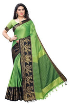 Vamika Banarasi Jacquard Weaving Green Saree (DHONI GREEN) | Grocsy