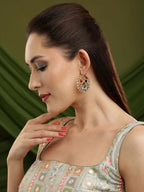 Navratan Round Earrings - Ruby Raang | Grocsy