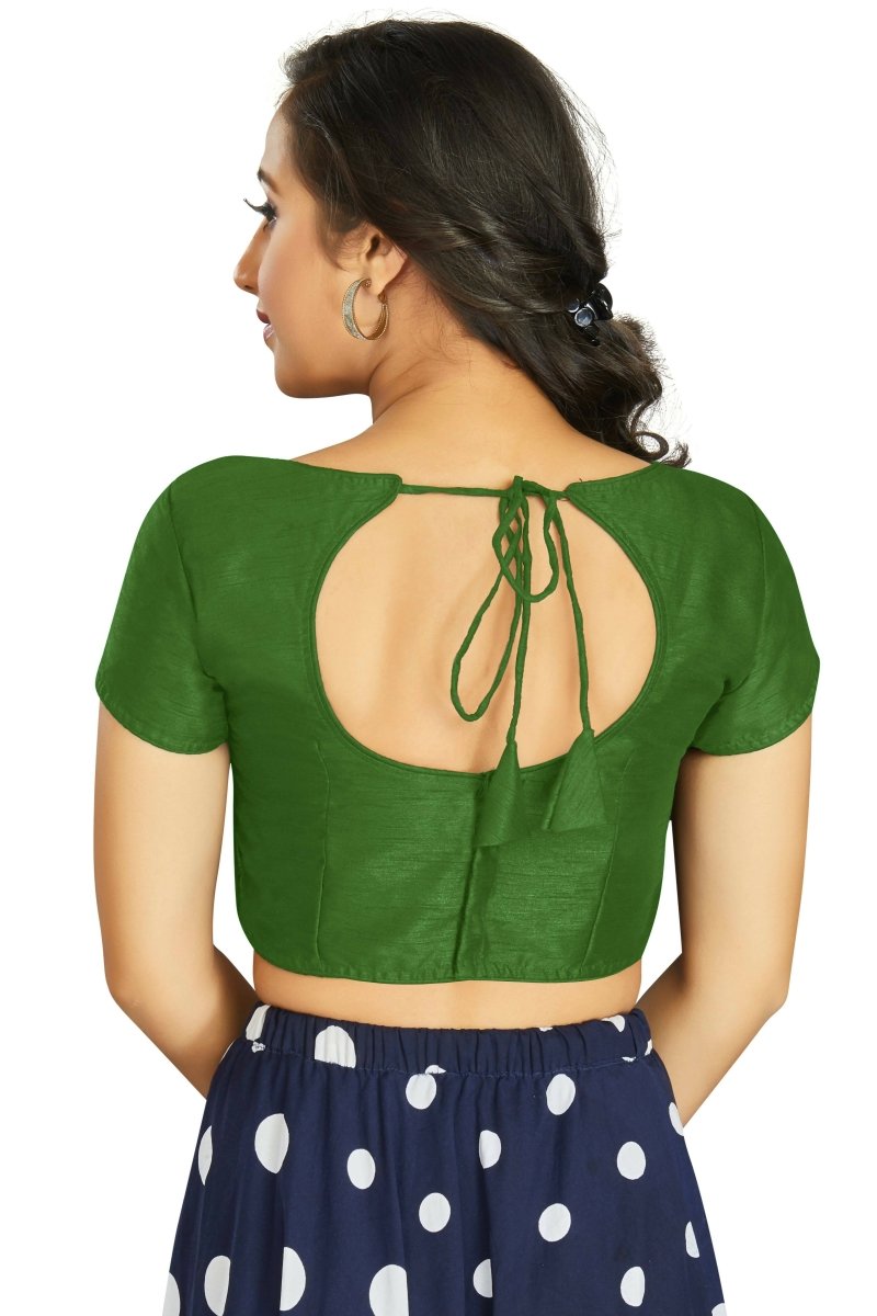 Aastha Fashion Women's Mehendi Art Silk Designer Festive Wear Readymade Blouse | Grocsy