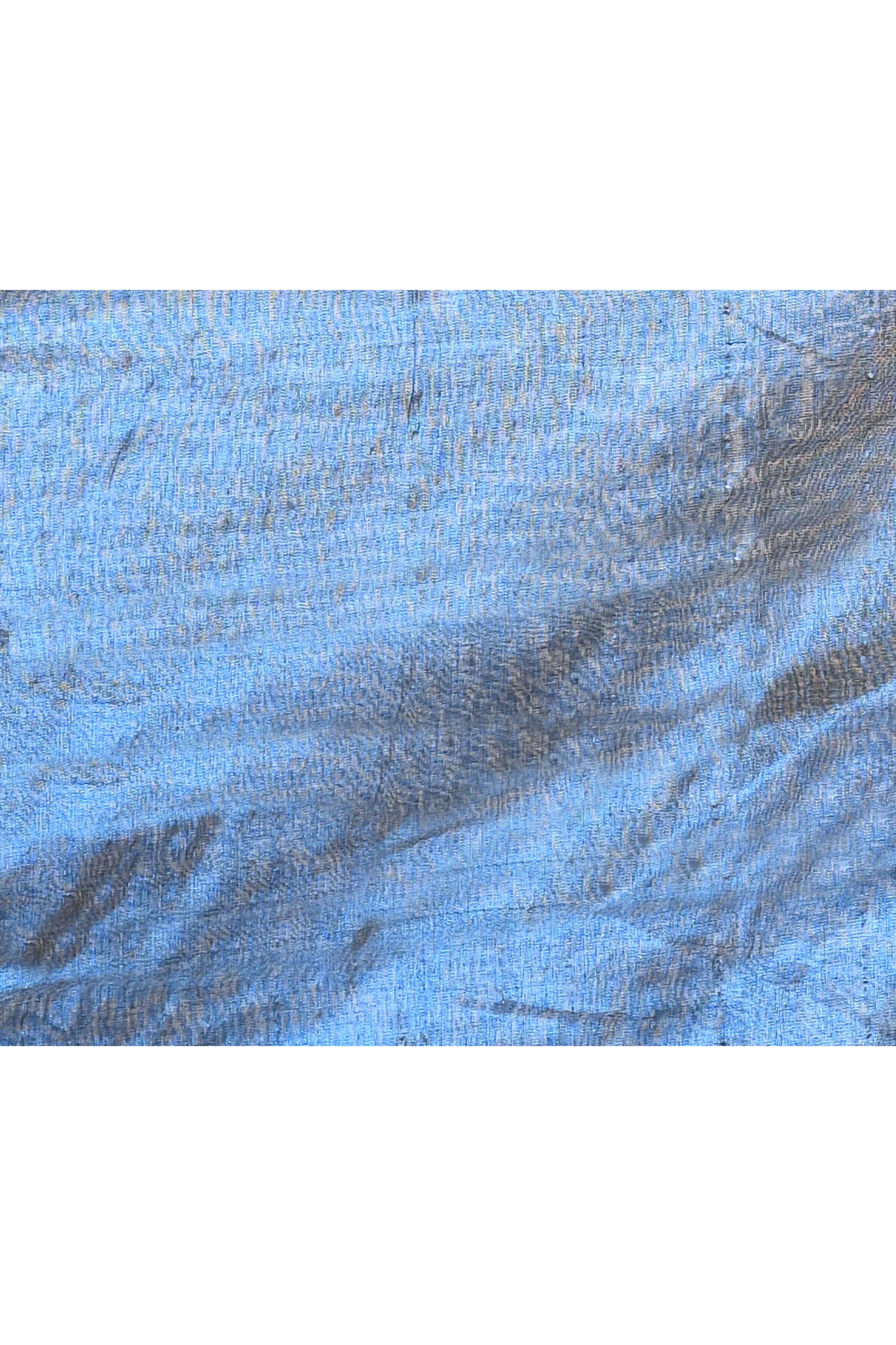 Piyari Fashion Women's Blue Dual Tone Organic Tissue Saree With Blouse Piece | Grocsy