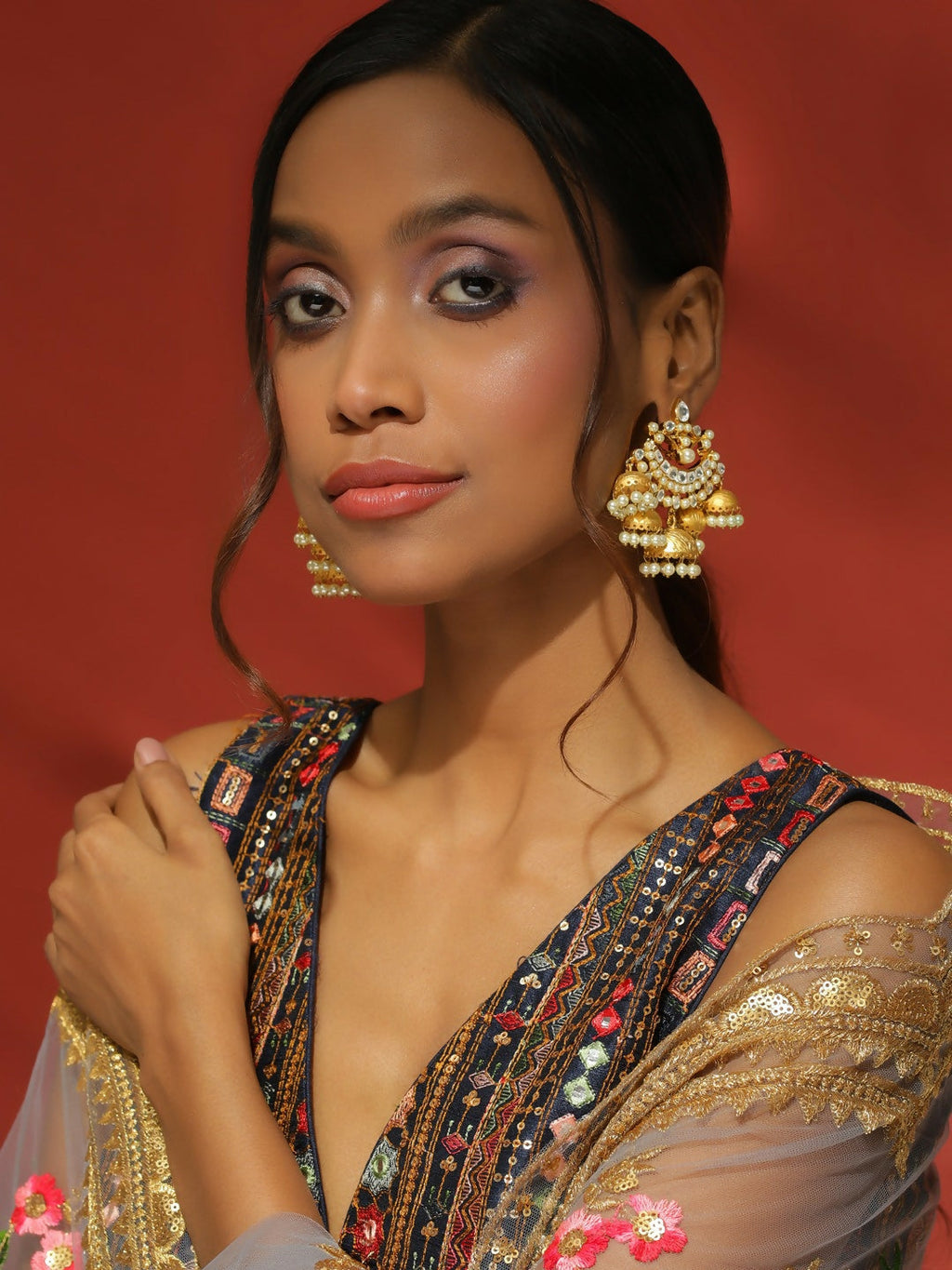 Jhumki Earrings- Ruby Raang