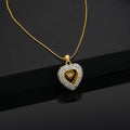 Estele Gold-Polished Trendy Fashionable Heart Designer Pendant Necklace with Chain for Girls & Women | Grocsy
