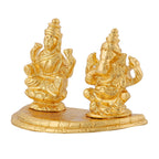 Estele Gold-Polished Goddess Laxmi & Lord Ganapati Idol for Pooja & Car Decor | Grocsy