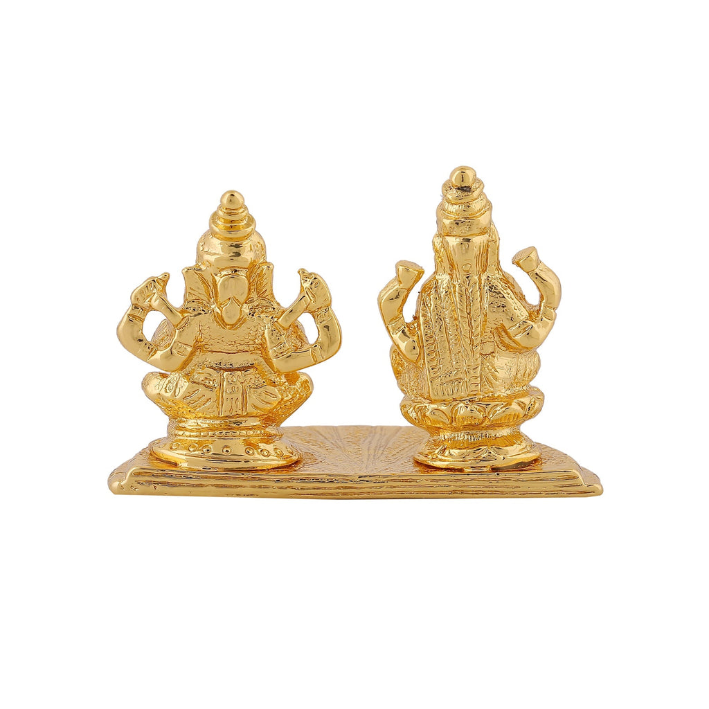 Estele Gold-Polished Goddess Laxmi & Lord Ganapati Idol for Pooja & Car Decor | Grocsy