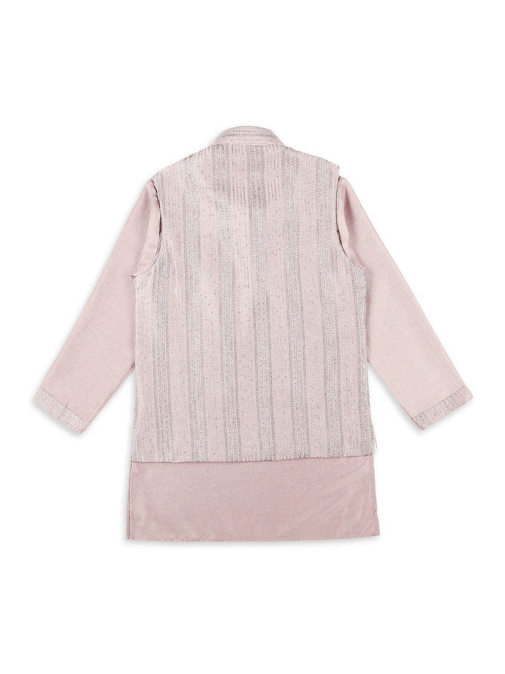 Joban Fashion Kids Island Embroidery Sequence Full Sleeves Kurta, Pyjama Set with Nehru Jacket - Pink | Grocsy