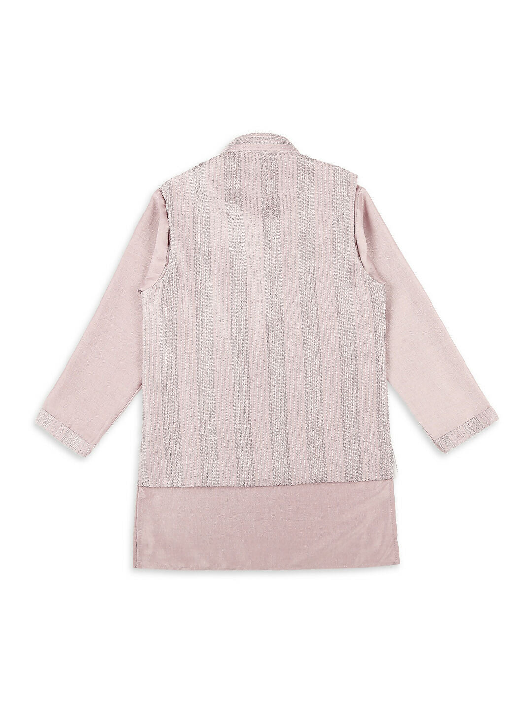 Joban Fashion Kids Island Embroidery Sequence Full Sleeves Kurta, Pyjama Set with Nehru Jacket - Pink | Grocsy