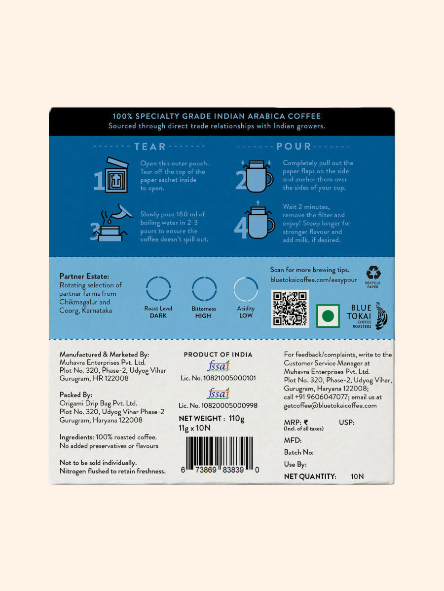 Blue Tokai Vienna Dark Roast Easy Pour Sachets | Grocsy