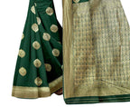 Vamika Weaving Banarasi Jacquard Green Saree | Grocsy
