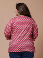 Miravan Women's Plus Size Pink Floral Printed Cotton Kurti | Grocsy