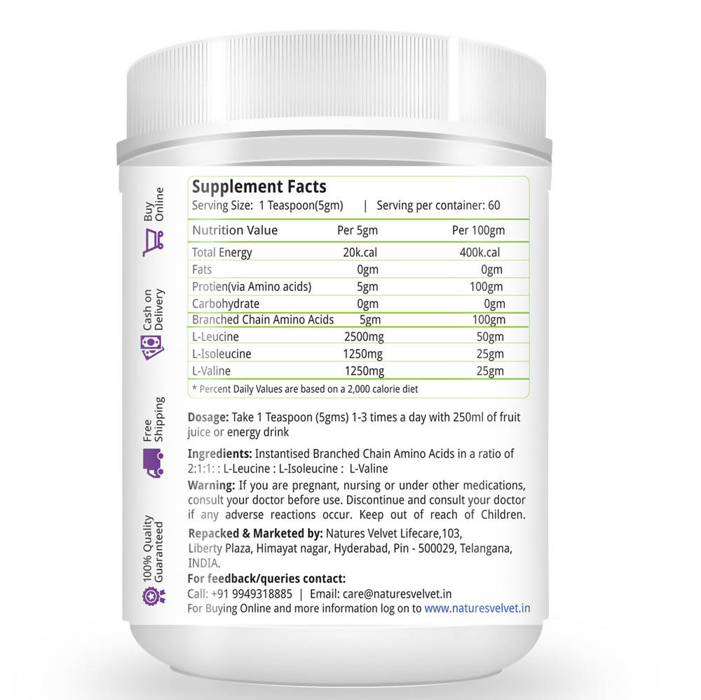 Nature's Velvet BCAA L-Leucine, L-Valine, L-Isoleucine Powder | Grocsy