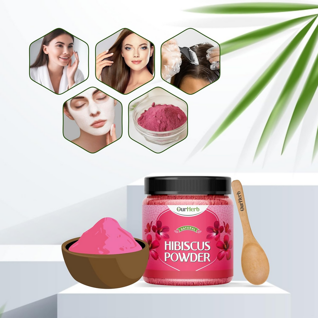 OurHerb Hibiscus Flower Powder For Face Pack And Hair Mask For All Types Of Hair | Grocsy