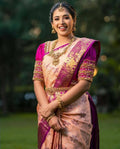 DEIANA'S Beautiful Designer Golden zari Soft Lichi Silk Saree - Cream | Grocsy