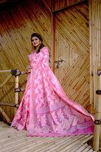 Partywear Designer Pink Jamdani contton Fancy Saree - Starwalk | Grocsy