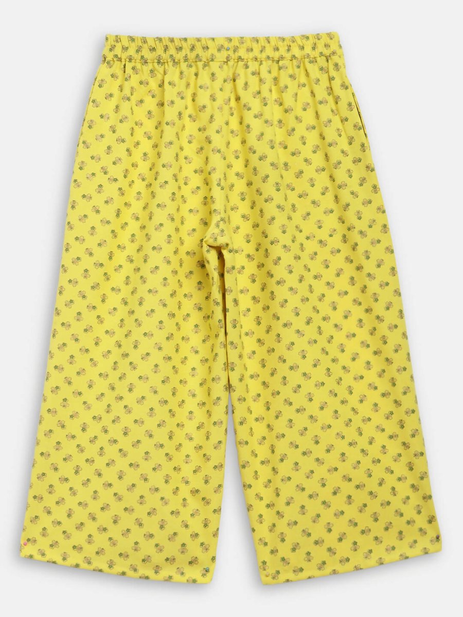 Ahalyaa Yellow Viscose Rayon Straight Kids Kurta Pants With Dupatta For Girls | Grocsy