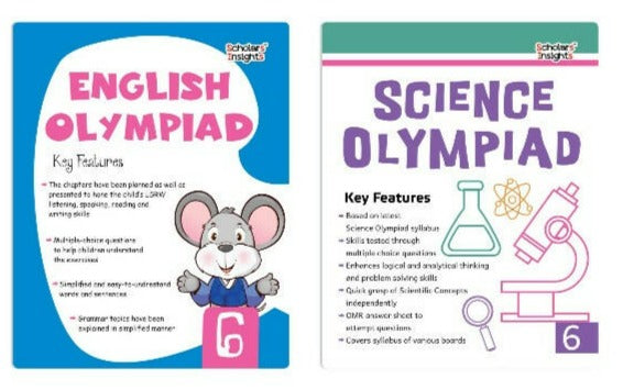 Scholars Insights Olympiad English and Science Workbooks Grade 6| Set of 2| Ages 11 - 13 Year | Grocsy