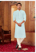 Joban Fashion Light Blue Art Silk Kurta Pyjama | Grocsy