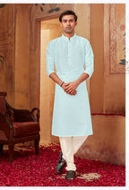 Joban Fashion Light Blue Art Silk Kurta Pyjama | Grocsy