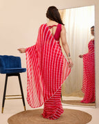 Red Georgette Designer Printed Ready To Wear Saree - Ibiza | Grocsy