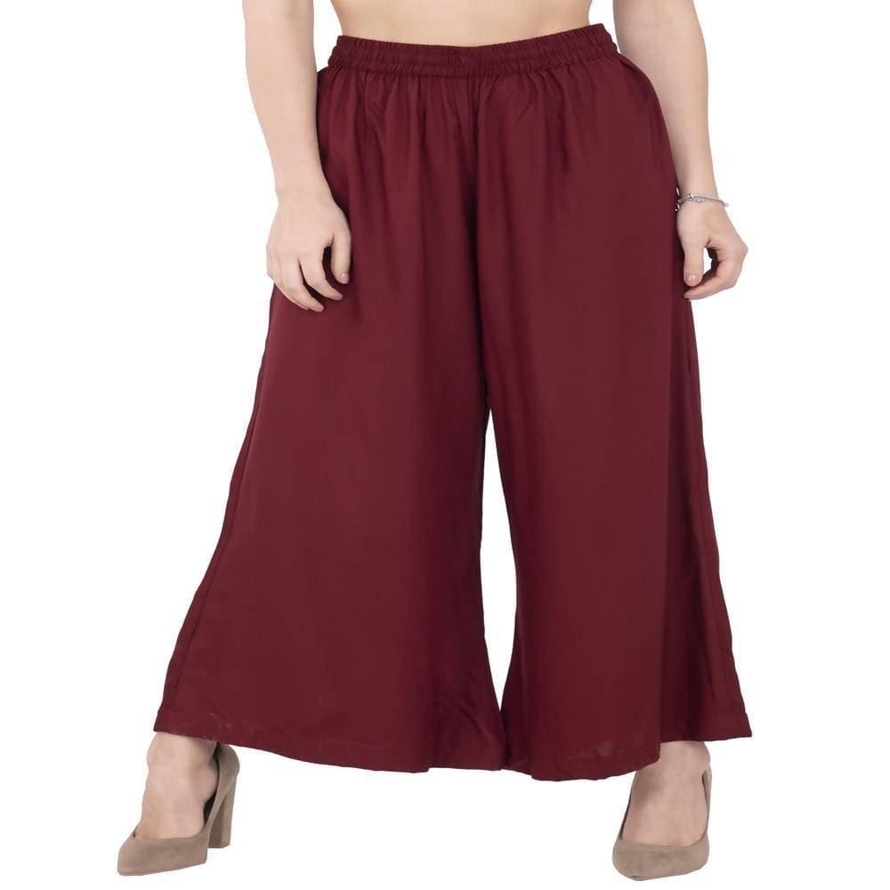 Lagi Women's Maroon Solid Palazzo (PLZ04I) | Grocsy