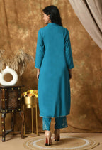 Joban Fashion Blue Cotton Rayon Kurta Set | Grocsy