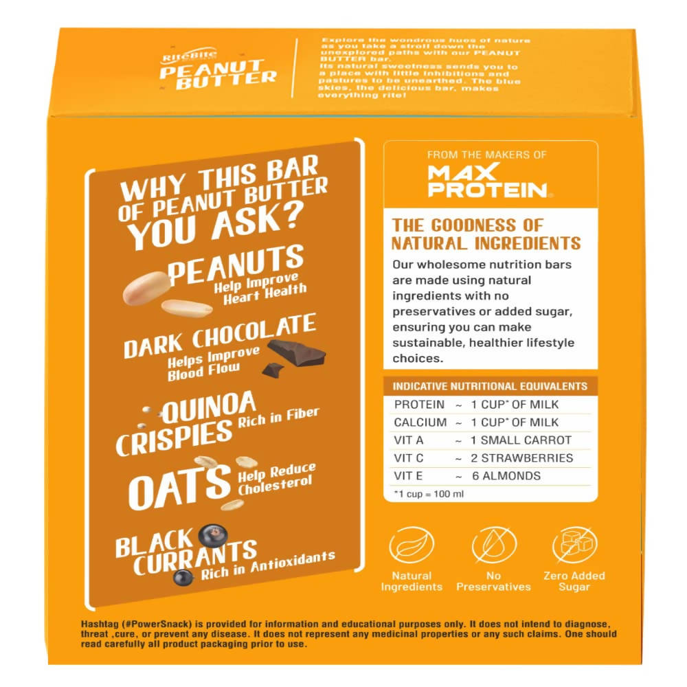 RiteBite Max Protein Peanut Butter Nutrition Bar | Grocsy