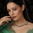 Double Mufli (peanut) Meenakari and Diamond Neckpiece (Gold) - Ruby Raang | Grocsy