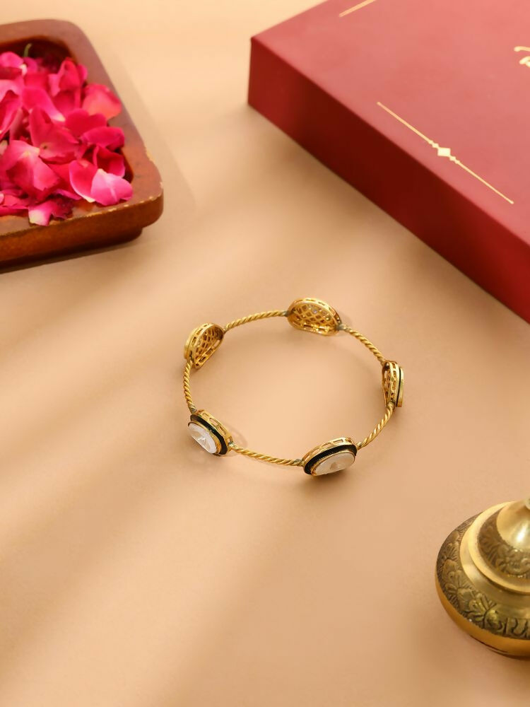 Antique Finish Kundan bangle - Ruby Raang | Grocsy