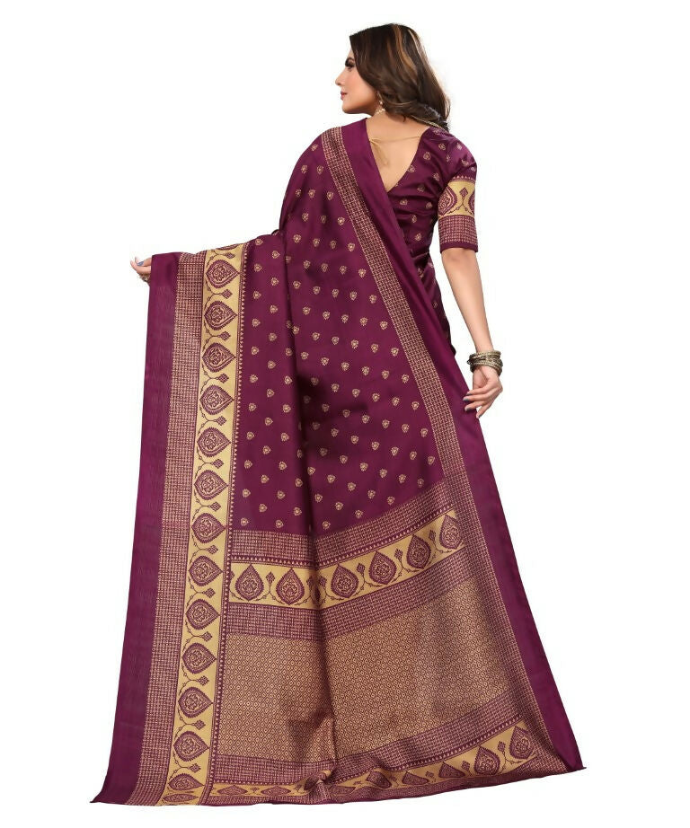 Vamika Purple Printed Art Silk Saree | Grocsy