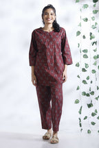 Breathables Butta Print Cotton Co-Ord Set – Wine | Grocsy