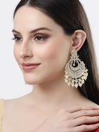 NVR Women Gold-Polished Kundan Chandbali Earrings | Grocsy