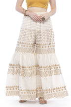 Mominos Fashion Cotton Off White Gold Print With Gota Sharara | Grocsy