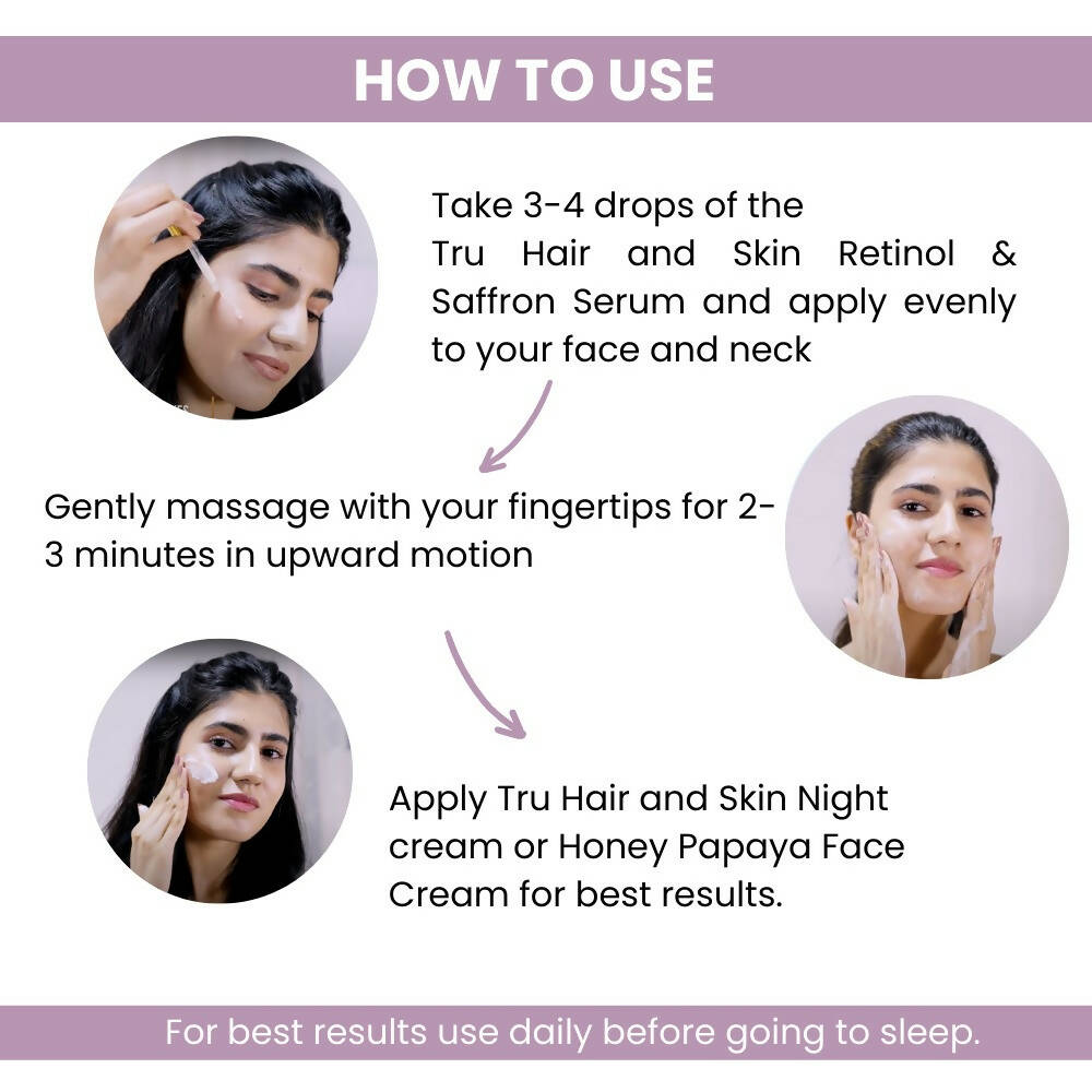 Tru Hair & Skin Retinol & Saffron Night Serum | Grocsy