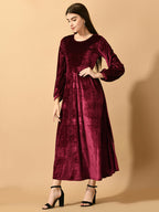 Myshka Women's Violet Fit and Flare Party Dress | Grocsy