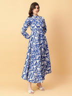 Joban Fashion Blue Cotton Printed & Hand Work Dress | Grocsy