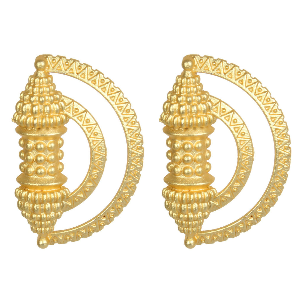 Joban Fashion Women Matte Gold Brass Earrings | Grocsy
