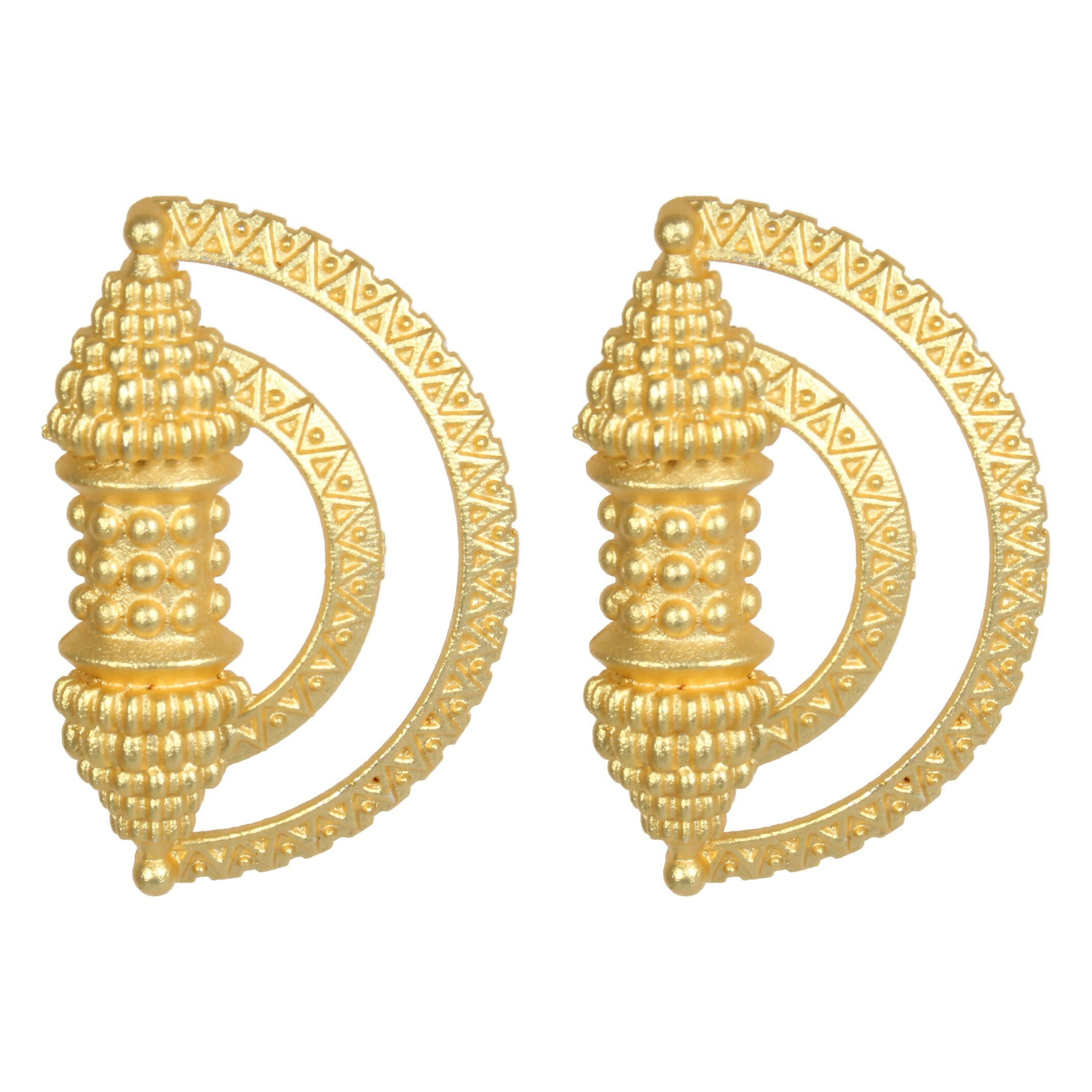 Joban Fashion Women Matte Gold Brass Earrings | Grocsy