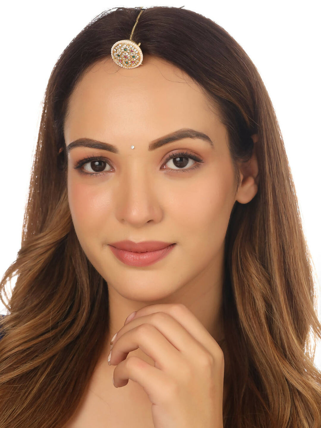 NVR Women's Trending Stylish Gold-Polished Maang Tikka | Grocsy