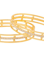 NVR Women Set of 2 Gold-Polished Handcrafted Bangles