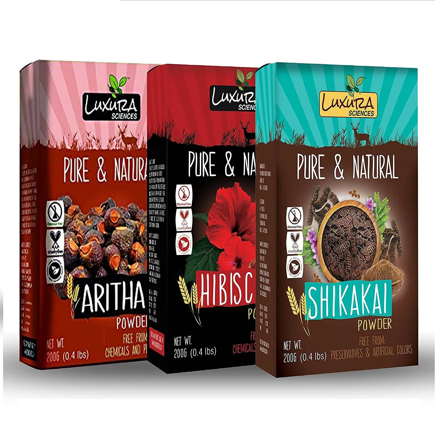 Luxura Sciences Natural Hair Care Hair Growth - Hibiscus + Aritha + Shikakai | Grocsy