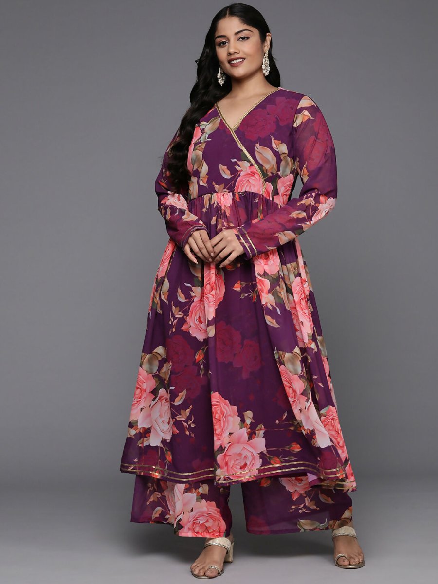 Ahalyaa Women's Traditional wear Kurta Set - Purple | Grocsy