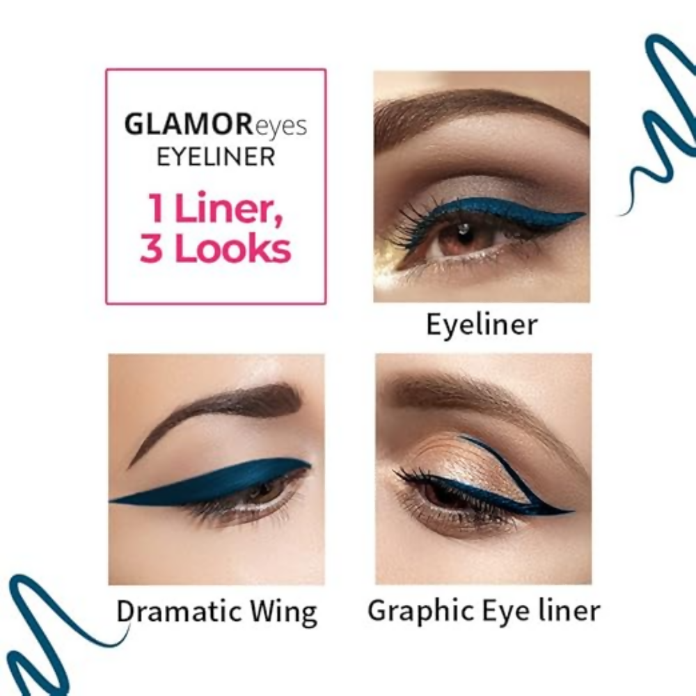 Nykaa Glamoreyes Waterproof & Smudgeproof Coloured Natural Liquid Eyeliner - Blue | Grocsy