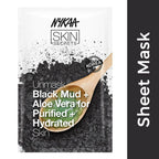 Nykaa Skin Secrets Exotic Indulgence Black Mud + Aloe Vera Sheet Mask For Purified & Hydrated Skin | Grocsy