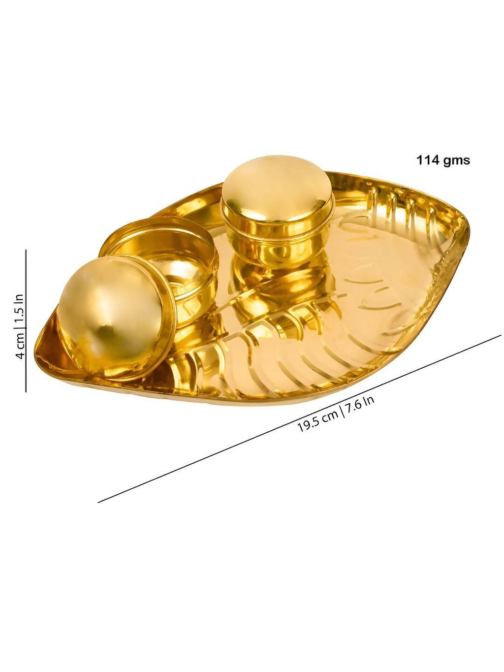 Spillbox Gold-toned Textured Brass Sangu Thali With 2 Pieces Bowl Pooja Essential | Grocsy