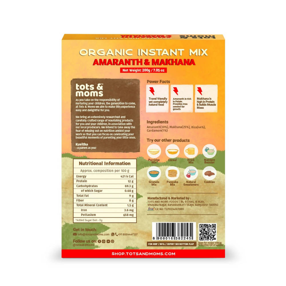 Tots and Moms Organic Amaranth & Makhana Instant Mix | Grocsy