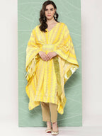 Ahalyaa Women's Traditional Wear kaftan Kurta - Yellow | Grocsy