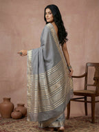 Shree Shyam Fashion Gray Cotton Saree | Grocsy