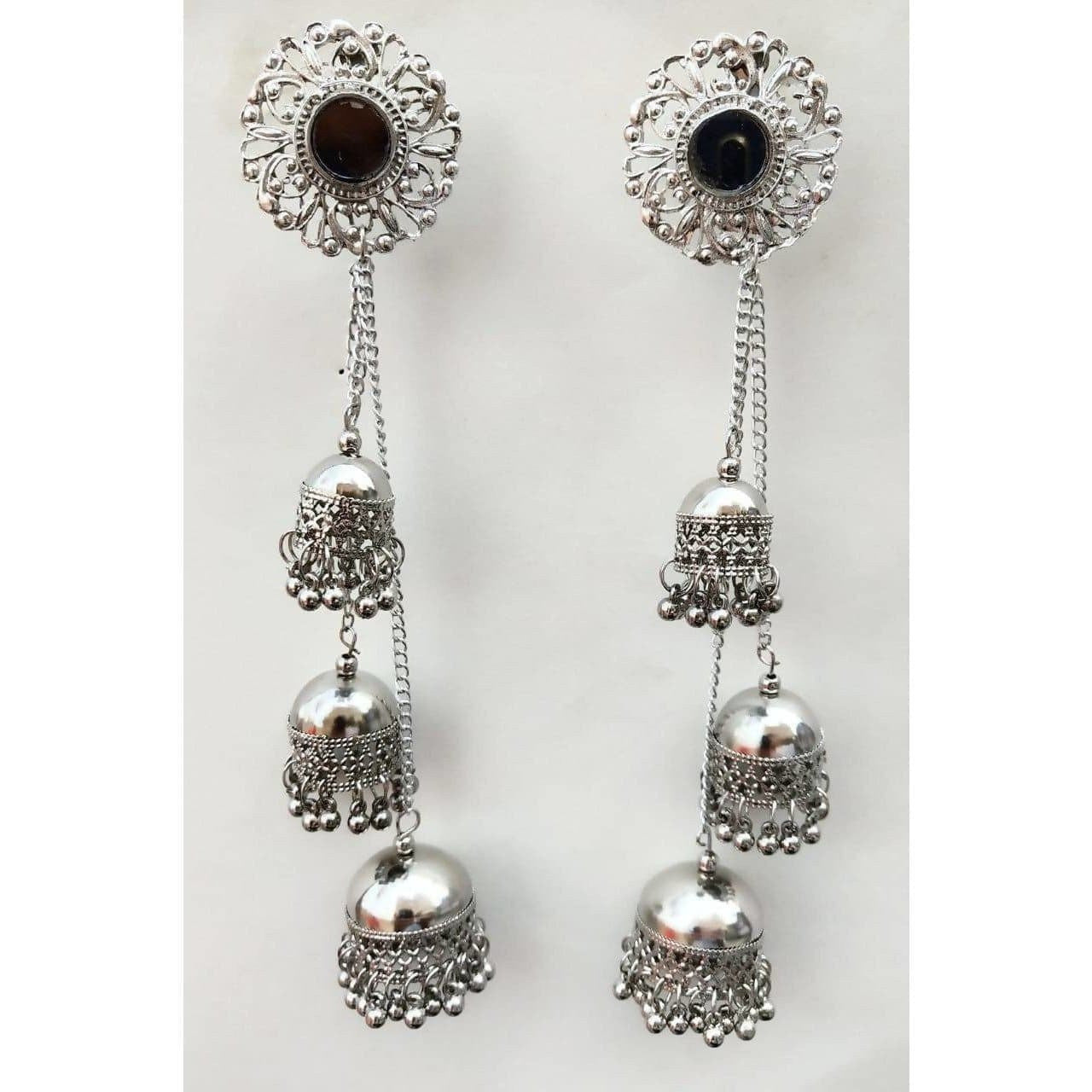 MS Fashion India Floral Hanging Triple Jhumka Set Earrings | Grocsy