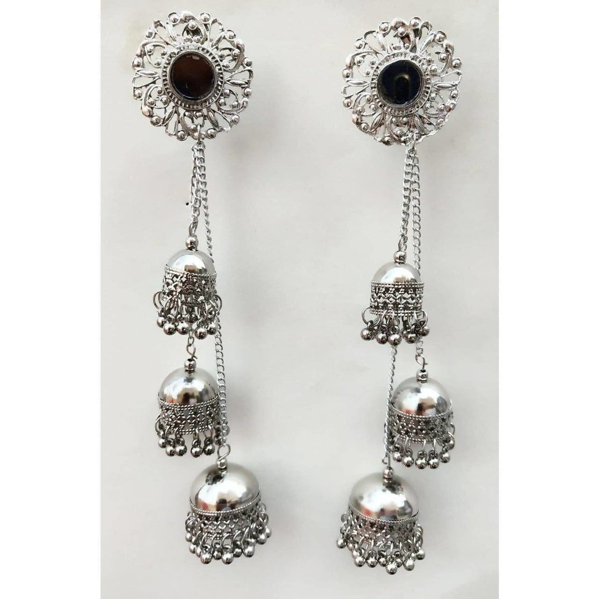 MS Fashion India Floral Hanging Triple Jhumka Set Earrings | Grocsy